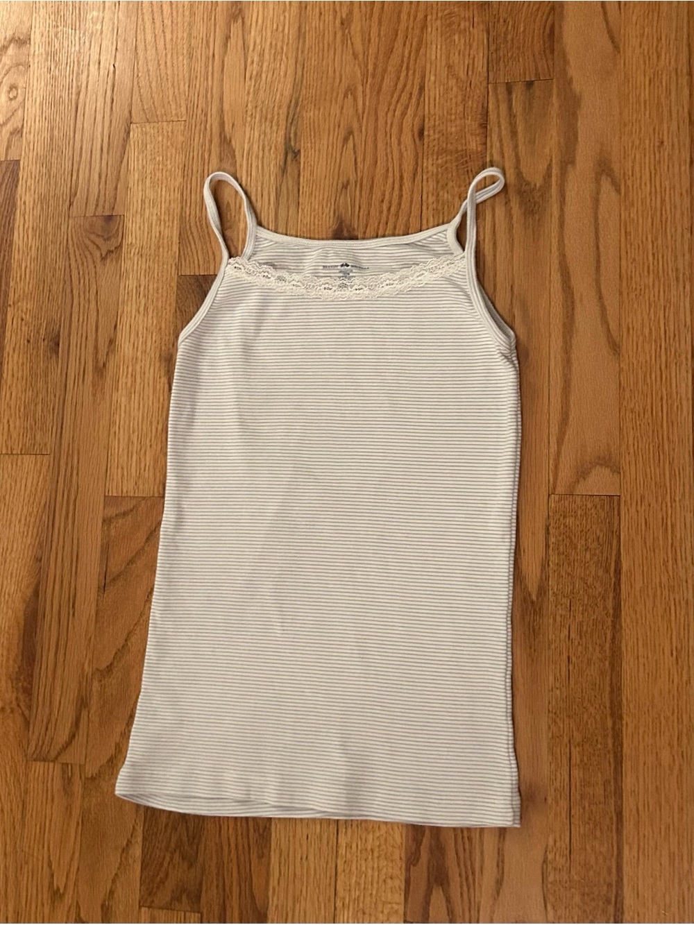 Striped Lace Full Length Tank Top Brandy Melville
